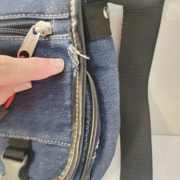 Vtg Mudd Denim Jean Blue Crossbody Bag Purse Y2K Satchel Bag Lots of Pockets - Picture 3 of 11